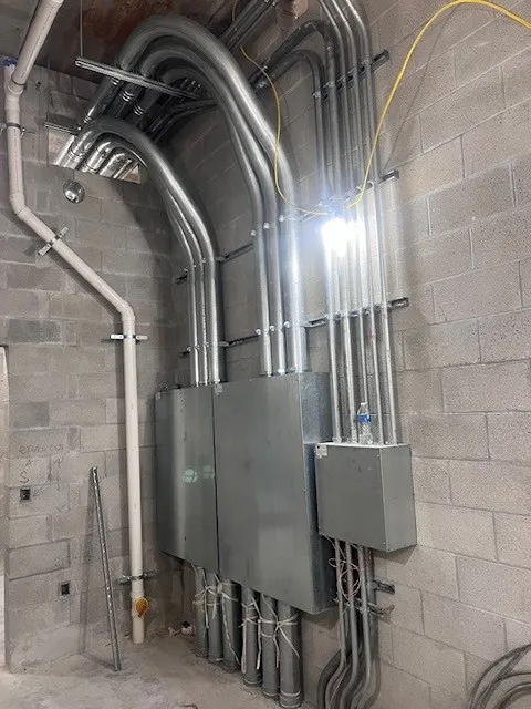 Professional electrical contractor working